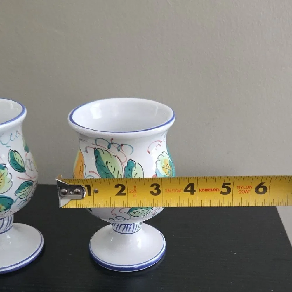 Hand-Painted Ceramic Goblets with Floral Design